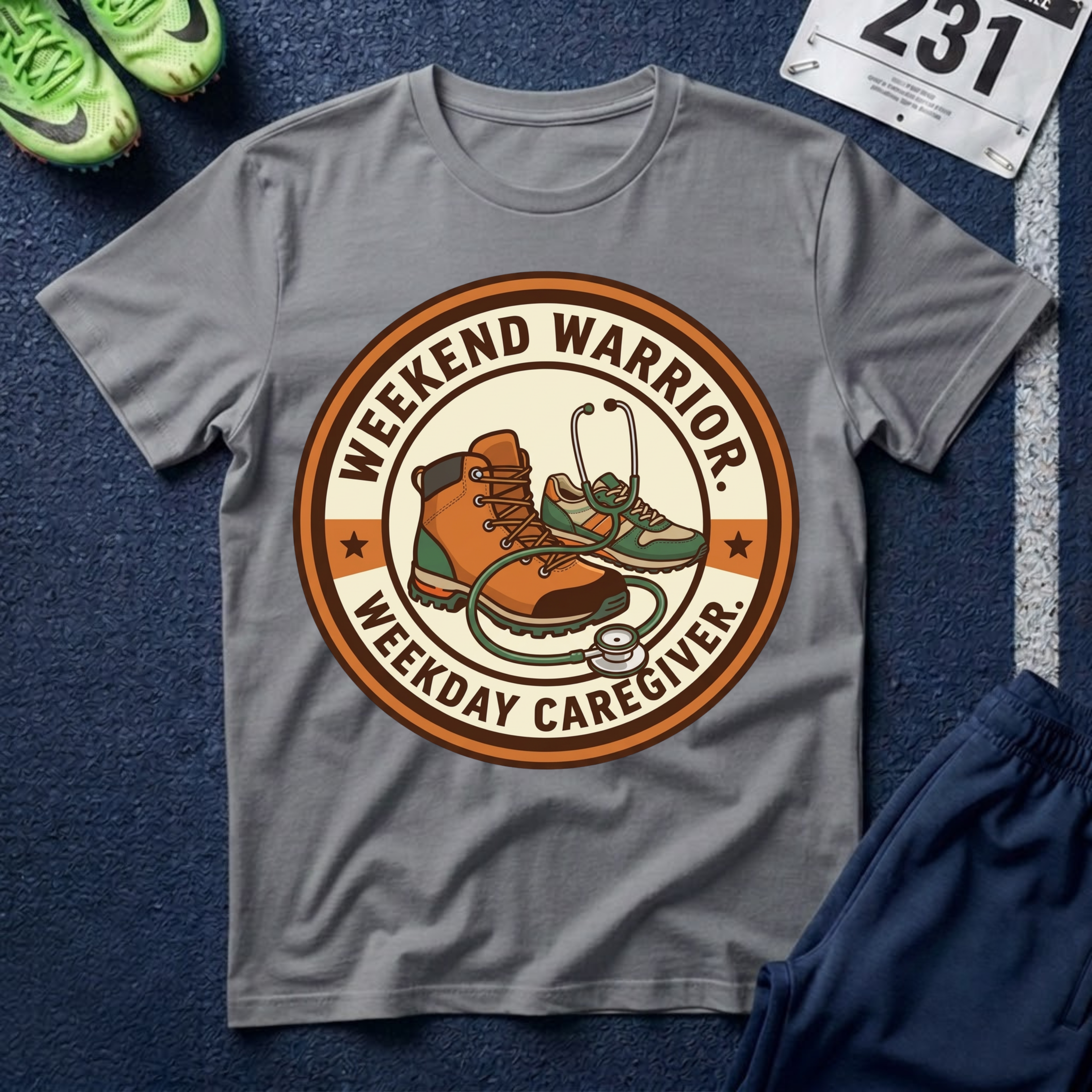 Weekend Warrior T-Shirt — Hiking Boots Retro Outdoor Adventure Tee