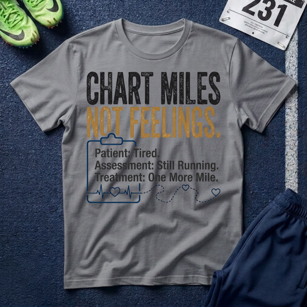 Chart Miles Not Feelings T-Shirt - Healthcare/Runner Tee