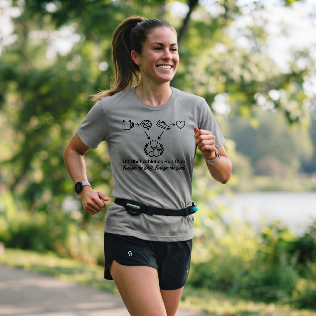 Athletic Nurse T-Shirt — Coffee, Running & Caring Medical Tee