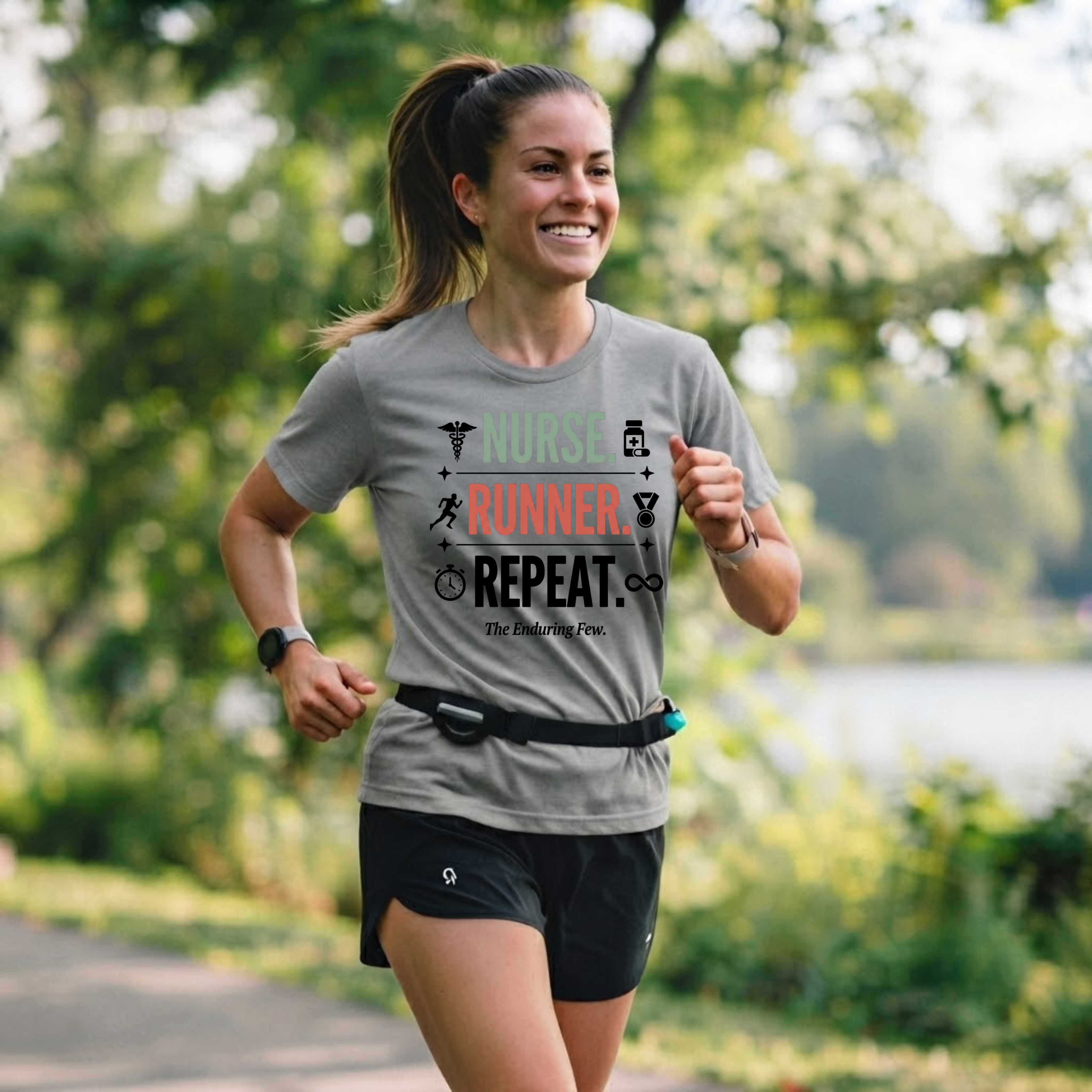 Nurse Runner T-Shirt — 'Nurse. Runner. Repeat.' Graphic Tee for Nurses Who Run
