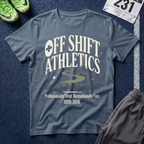 Off Shift Athletics T-Shirt — Comfortable Tee for Healthcare Workers & Night Shift Crew