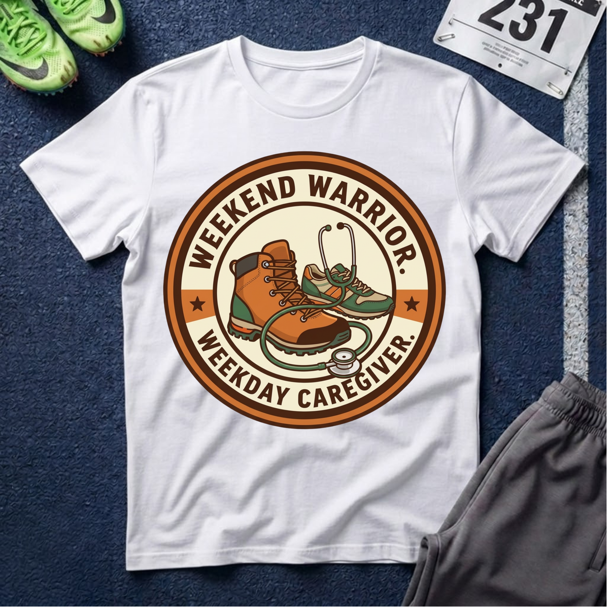 Weekend Warrior T-Shirt — Hiking Boots Retro Outdoor Adventure Tee