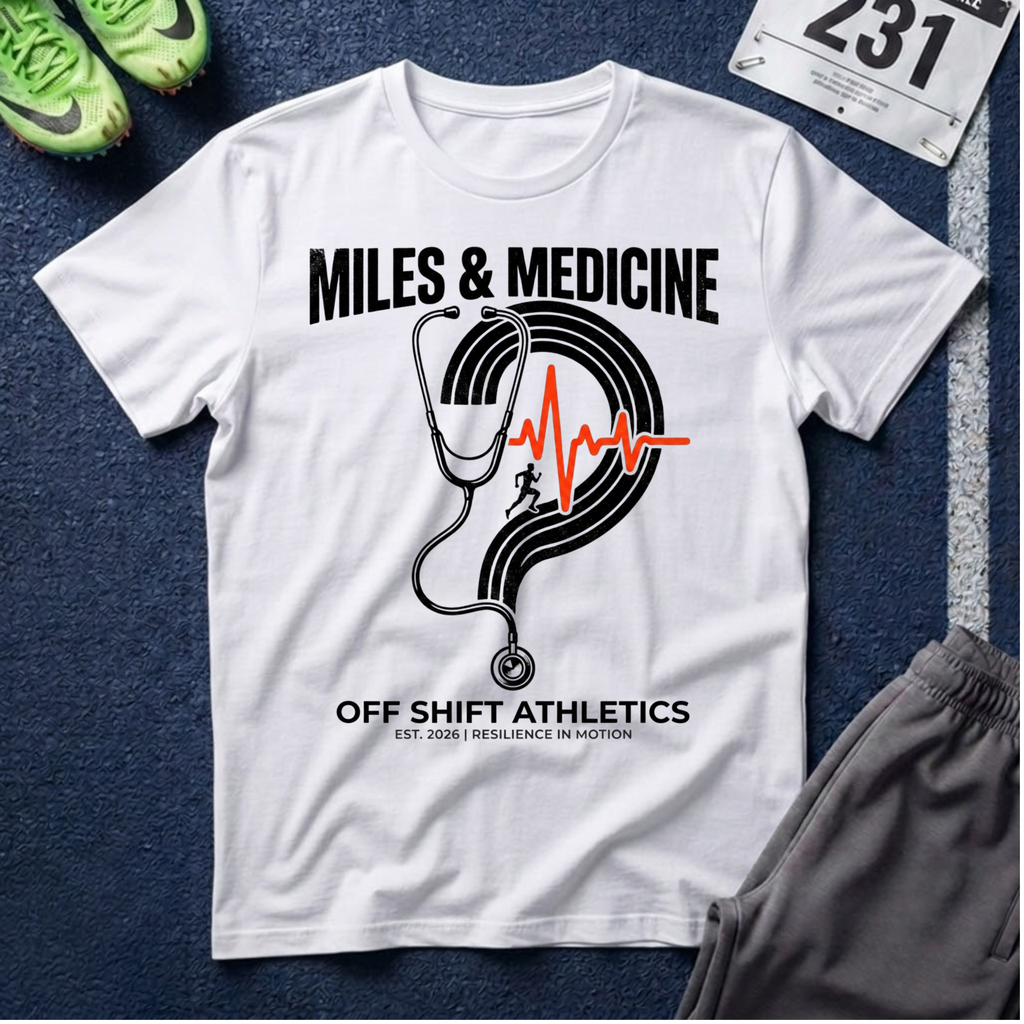 Stethoscope Track T‑Shirt — Miles & Medicine