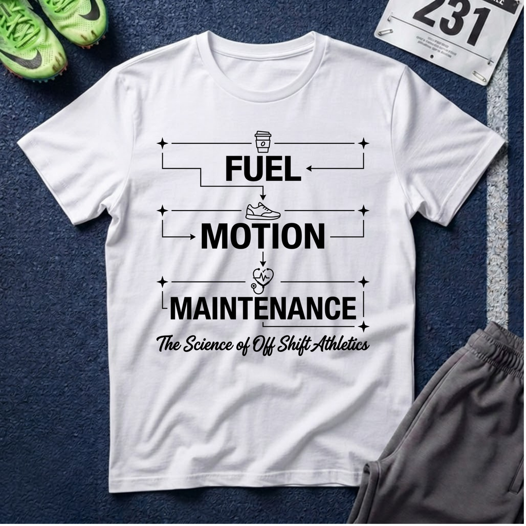 Fuel Motion Maintenance T-Shirt – Fitness Coffee & Running Motivational Tee