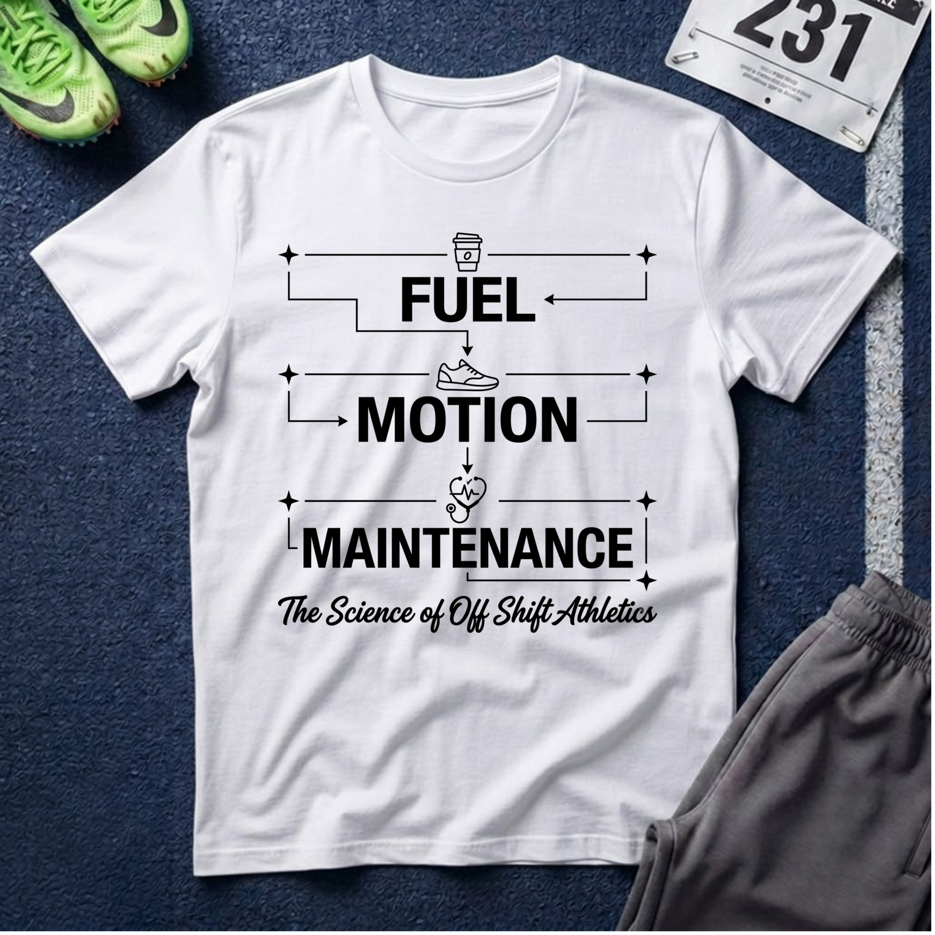 Fuel Motion Maintenance T-Shirt – Fitness Coffee & Running Motivational Tee