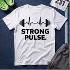 Strong Pulse T-Shirt — Barbell Heartbeat Fitness Tee