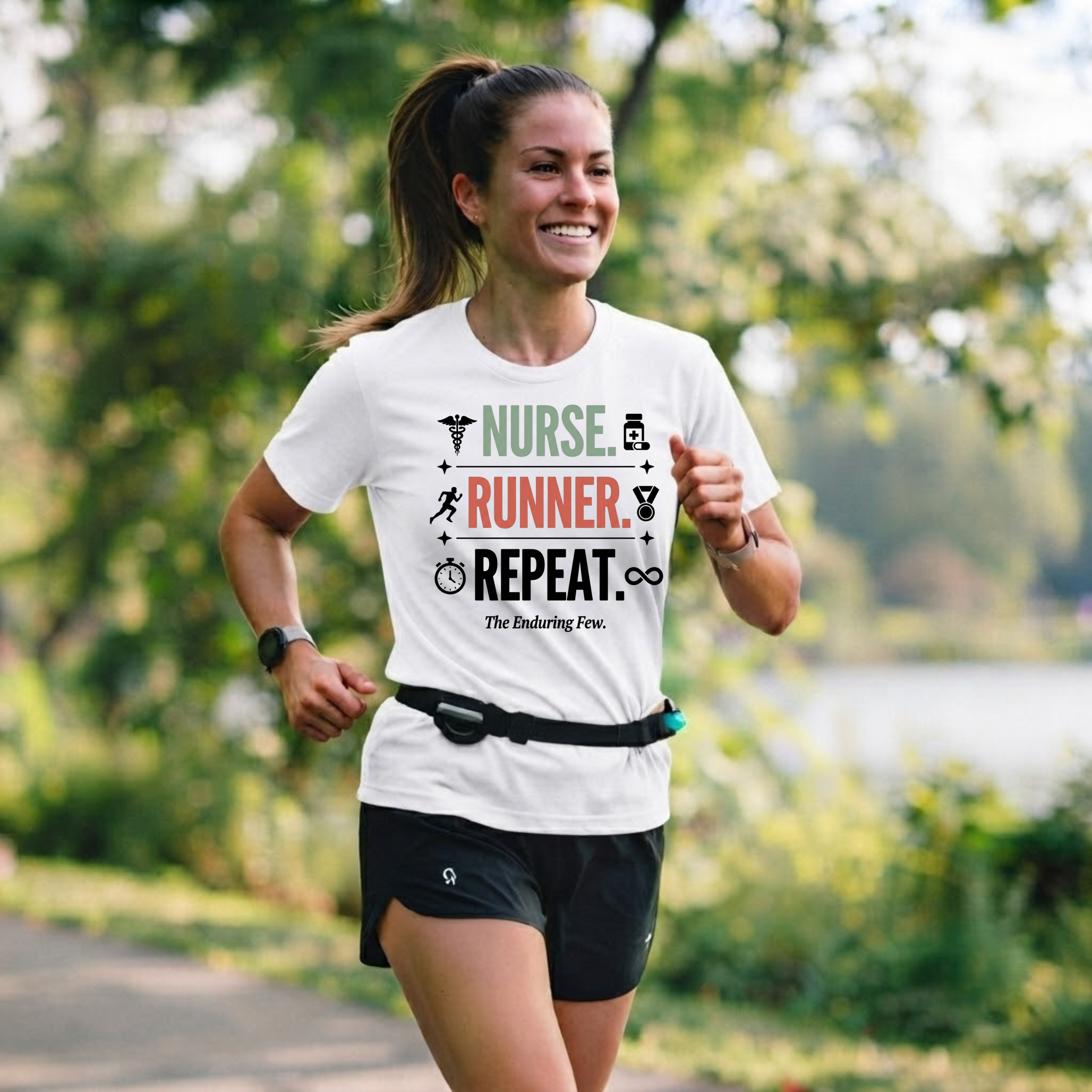 Nurse Runner T-Shirt — 'Nurse. Runner. Repeat.' Graphic Tee for Nurses Who Run