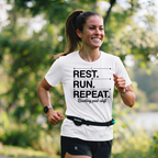 Rest. Run. Repeat. T-Shirt — Inspirational Runner Tee for Recovery & Training