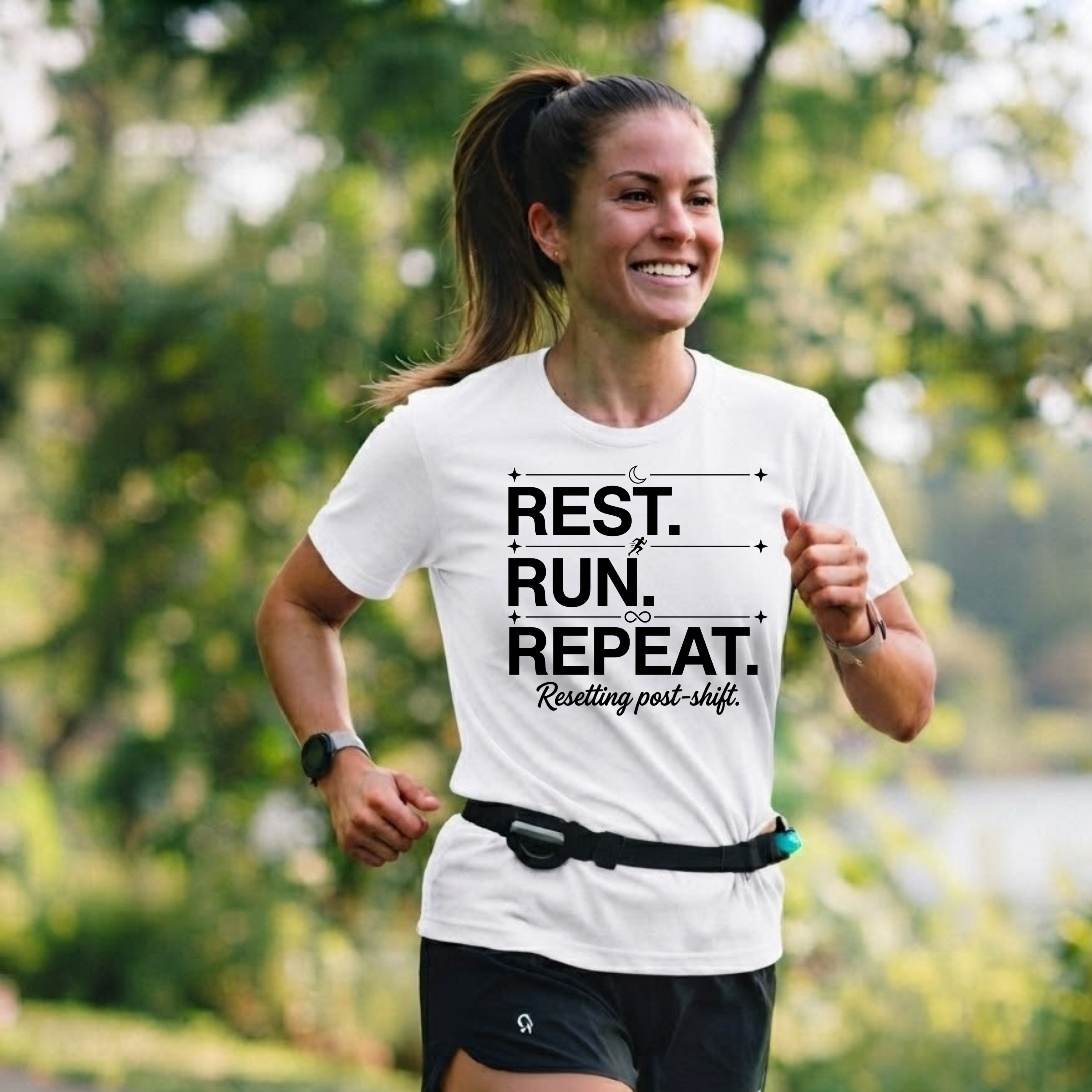 Rest. Run. Repeat. T-Shirt — Inspirational Runner Tee for Recovery & Training